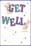 Radiating playful optimism, this get well card features two endearing characters-a teddy bear with a gentle, comforting smile and a lively puppy filled with exuberant hope-balancing and embracing the large, colorful letters of 'Get Well.' The rich indigo and teal tones of the text stand out vividly against a creamy backdrop, reminiscent of the soft, welcoming interiors often seen in West Hampstead homes. Scattered around them, stars in varying hues of purple and blue glimmer lightly, evoking wishes carried on the breeze over leafy local parks. The cuddly fur texture of both the bear and the puppy is gracefully illustrated, offering both visual appeal and a sense of tactile warmth, as if inviting a healing hug. This card extends its comfort beyond words-just as a thoughtfully prepared bouquet delivered anywhere in West Hampstead brings real joy, the scene here promises genuine kindness and encouragement to anyone in recovery, making each glance a gentle balm for the heart.